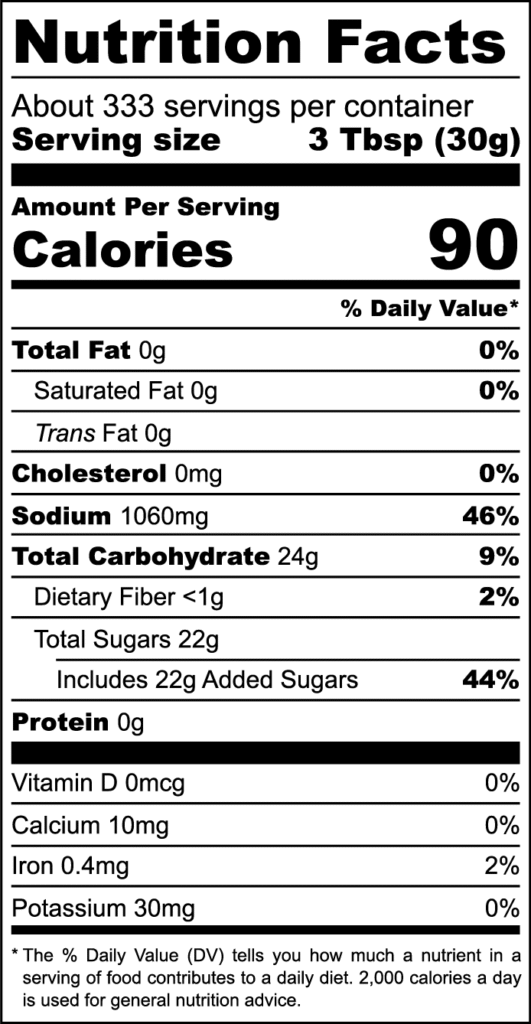 TABLA NUTRIMENTAL POLVOS MICHELITOS SABOR CHAMOY